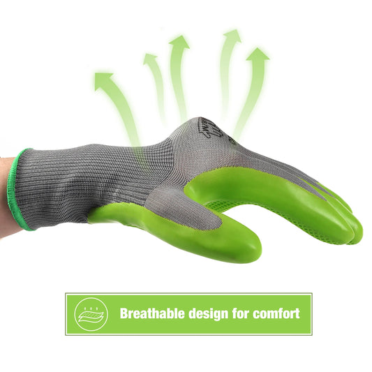 WORKPRO 6 Pairs Garden Gloves Work Glove with Eco Latex Palm Coated Working Gloves for Weeding Digging Raking and Pruning(M)