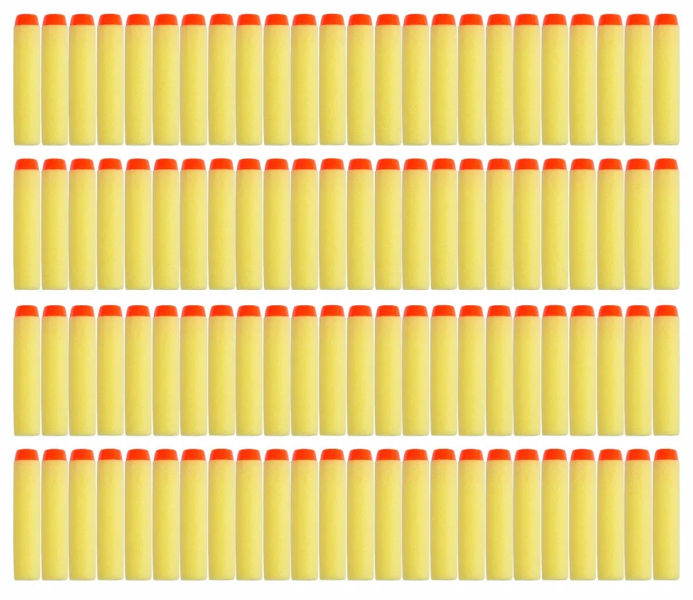 50pcs For Nerf Bullets Soft Hollow Hole Head 7.2cm Refill Darts Toy Gun Bullets for Nerf Series Blasters Xmas kid Gifts yellow