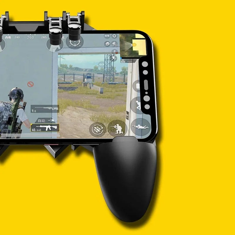 AK66 Six Fingers PUBG Game Controller Gamepad Metal Trigger Shooting Free Fire Gamepad Joystick For IOS Android Mobile Phone