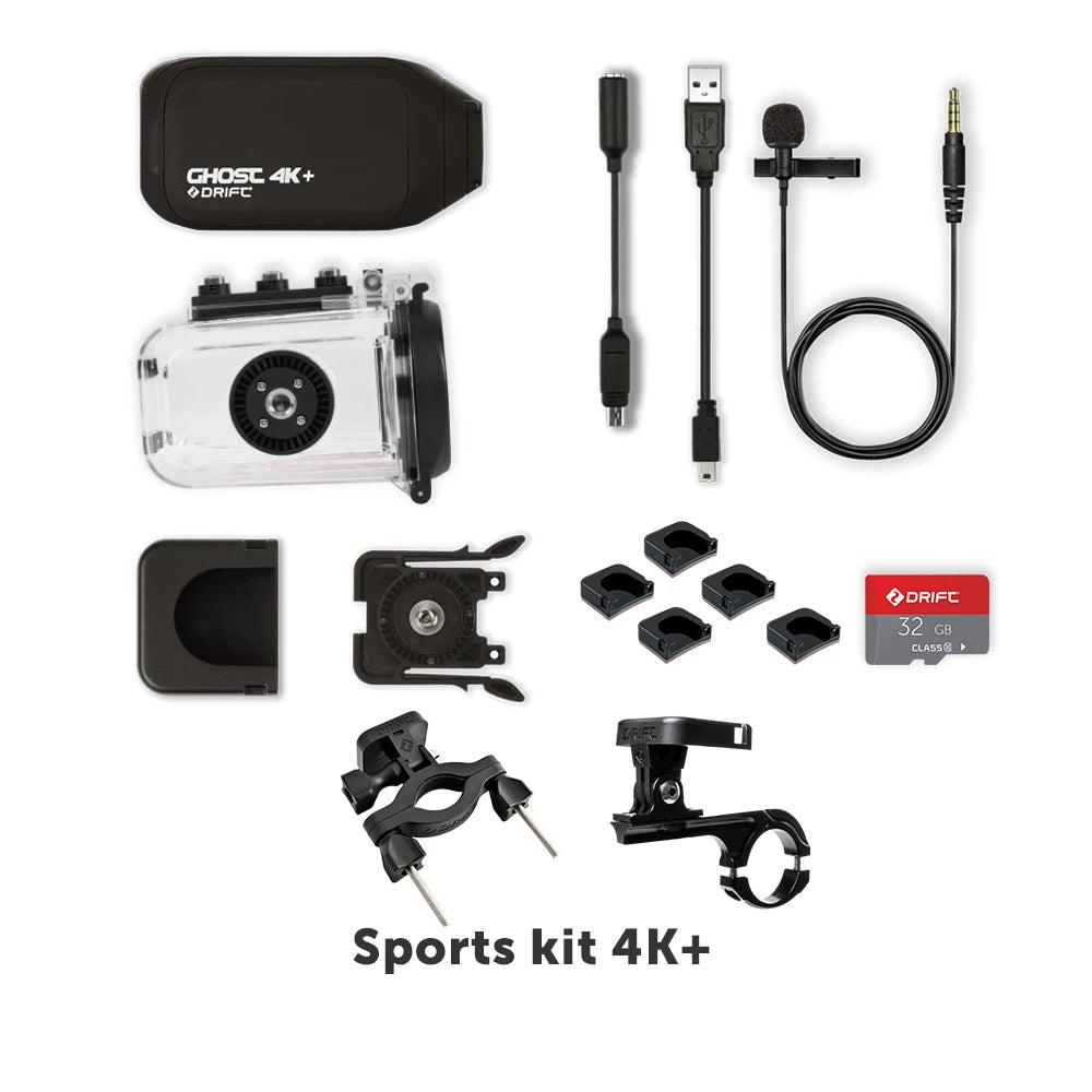 Drift Ghost 4k Plus Action Camera HD Motorcycle Bicycle Bike Body Worn Helmet Sport Cam with Wifi App Control 1950mAh Battery