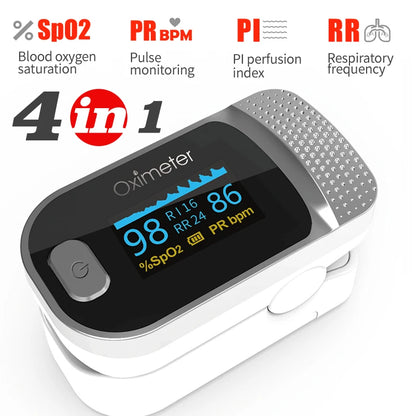 KIUZOU Finger Pulse Oximeter SPO2 PR PI RR Blood Oxygen Saturation Meter Heart Rate Monitor OLED Oximetro De Dedo