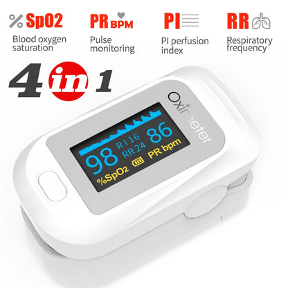 KIUZOU Finger Pulse Oximeter SPO2 PR PI RR Blood Oxygen Saturation Meter Heart Rate Monitor OLED Oximetro De Dedo