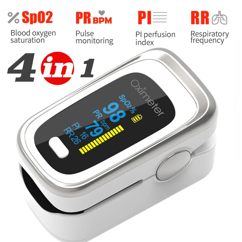 KIUZOU Finger Pulse Oximeter SPO2 PR PI RR Blood Oxygen Saturation Meter Heart Rate Monitor OLED Oximetro De Dedo