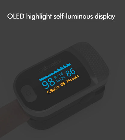 KIUZOU Finger Pulse Oximeter SPO2 PR PI RR Blood Oxygen Saturation Meter Heart Rate Monitor OLED Oximetro De Dedo