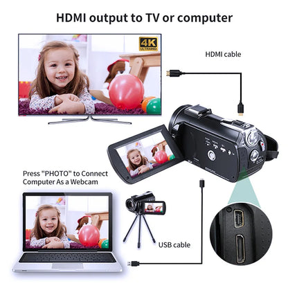 Live Streaming Camera 4K Camcorder Professional, Ordro AC5 12X Optical Zoom YouTube Videos Vlog Cameras for Blogger