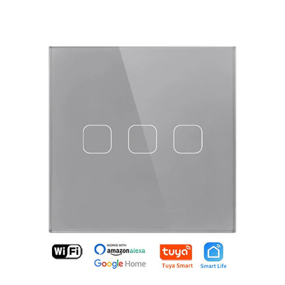 UNKAS No Neutral Wire Required 1 2 3 4 Gang Wifi Wall Light Touch Switch EU 220V Tuya Smart Home Support Alexa Google Home