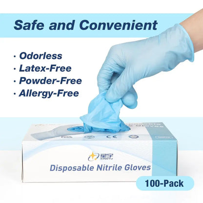 Nitrile Gloves Blue 100pcs/lot Food Grade Waterproof Allergy Free Disposable Work Safety Gloves Nitrile Gloves Mechanic