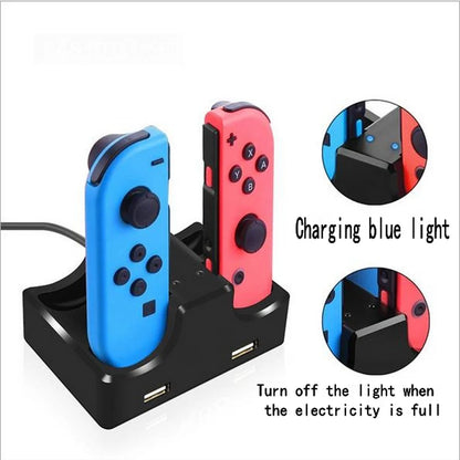 Joy-Con Charger Dock Station LED Charge Stand Holder With Micro USB Cable for Nintendo Switch Console
