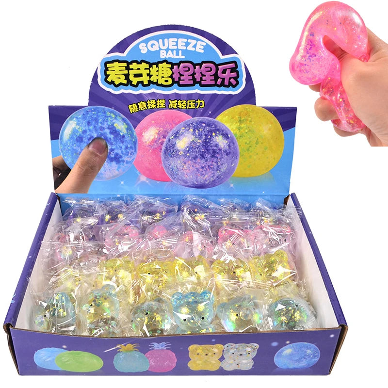 1PC New Maltose Syrup Mini Bear Decompression Ball Toys Cute Animal Anti-stress Fidget Decompression Ventilation Squeeze Toy