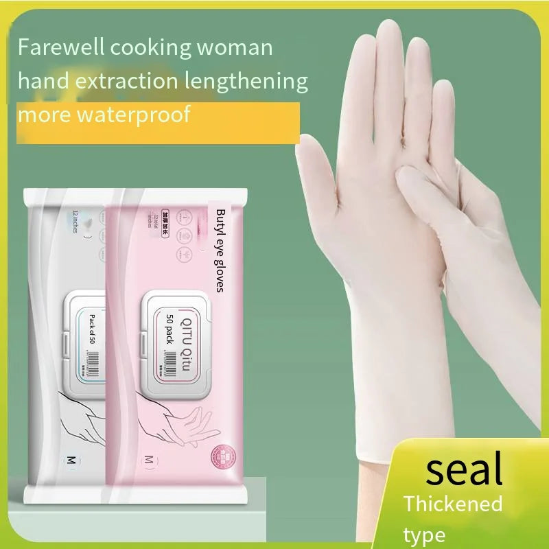 30Pcs Disposable Gloves Household Cleaning Kitchen Dishwashing Durable Food Grade Lengthened Thickened Waterproof Gloves