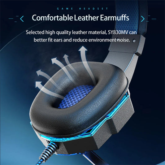 Headset Noise Canceling Stereo Headphones Over Ear Headphones With Cool LED Lighting For Cell Phone Gaming Computer Laptop