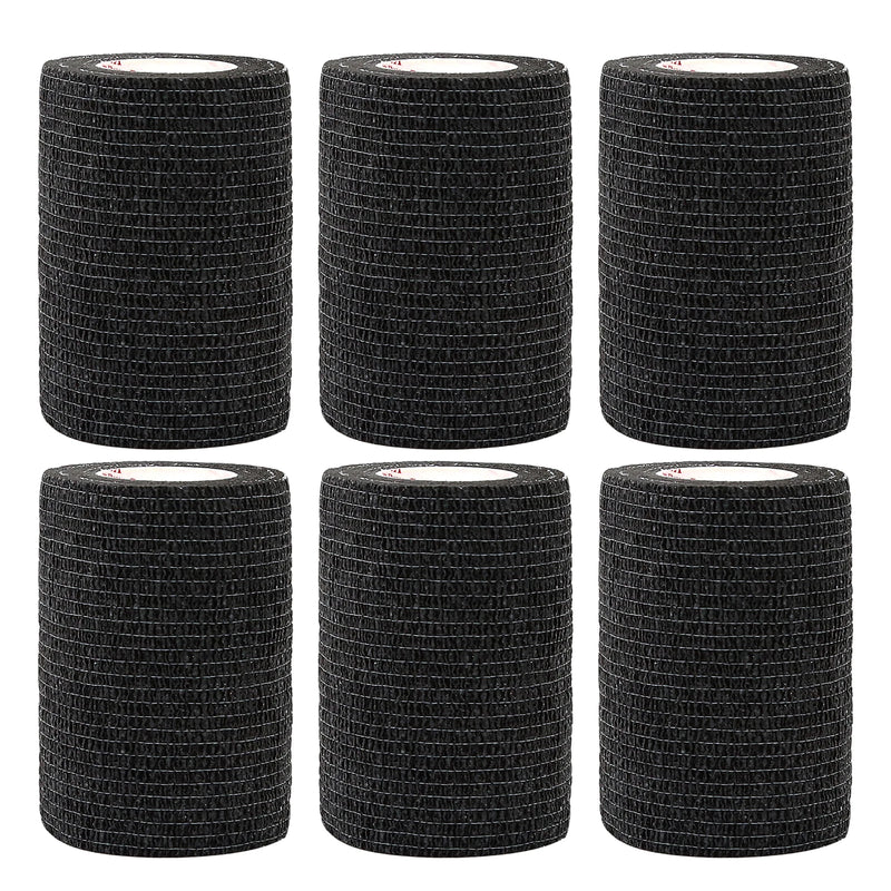 24Rolls Kindmax Self Adhesive Bandage Black, Elastic Breathable Sports Non-woven Wrap Finger Tape For Wrist Ankle First Aid