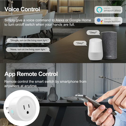 Tuya WiFi Smart Plug 20A with Power Monitor US Canada Mexico Peru Japan Colombia Smart Socket Timer Work With Alexa Google Home
