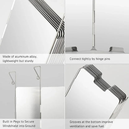 Tall Stove Windscreen-Gas Burner Windshield- Aluminum Camping Stove Compact Folding,Outdoor Cooker Butane Burner Wind Shield