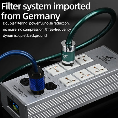 ATAUDIO Hifi Power Filter High-End Audio Noise-free  Power Outlet With 6 Universalfor 4 US Plug for HiFi Audio Equipment