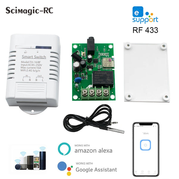 Wifi eWeLink TH16 Switch Temperature Humidity Monitor Meter With Sensor Cable Smart Home Automation Kit Alexa Echo Voice Control