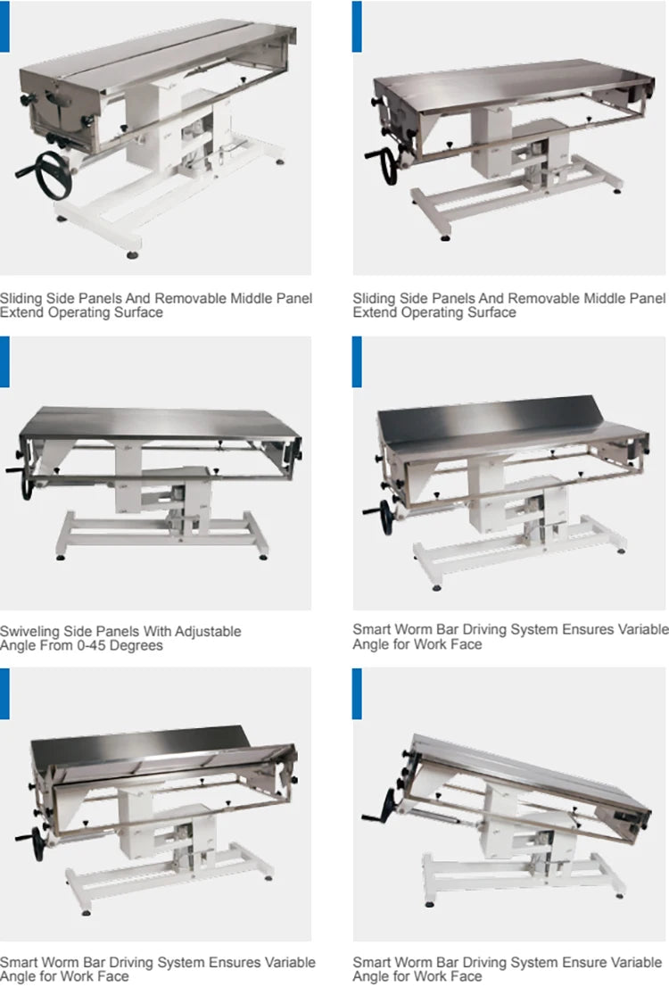Veterinary Hospital manual hydraulic vet surgical operating table Multi-functional surgery vet bed veterinary examination table
