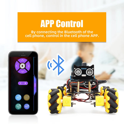 Tscinbuny 4WD Smart Robot Automation Kits For Arduino Programming Project Easy to Assemble Robot Car Coding Robot with E-manual