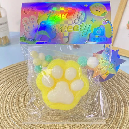 Cartoon Cat Claw Squeeze Pinching Transparent Toy Cute Cat Paw Slow Rebound Decompression Toy Kids Stress Release Vent Toy