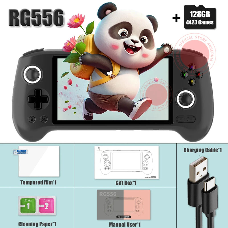 ANBERNIC RG556 Retro Handheld Game Console 64bit Android 13 System Unisoc T820 5.48-inch AMOLED Screen Hall Joystick Game Player