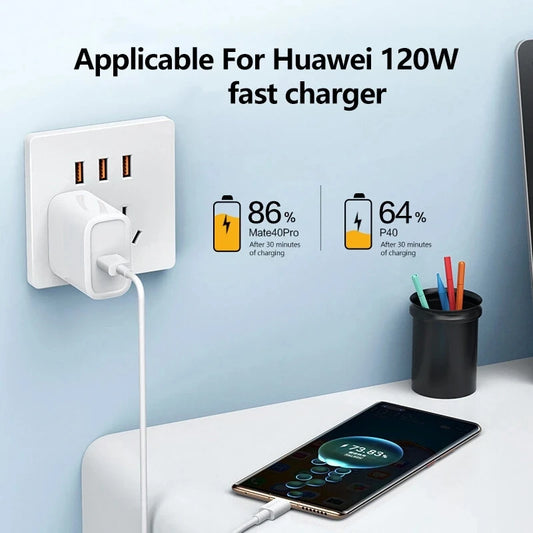 120W 10A USB-Type-C Quick Charging Cable for Samsung Xiaomi Huawei USB C Mobile Phone Data Cord Super Fast Charge Data Cable