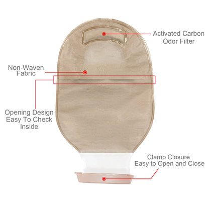 10pcs barriers/15pcs bags+6pcs barriers Two Piece Colostomy Bags with Clamp Clip for Ostomy Patient Care