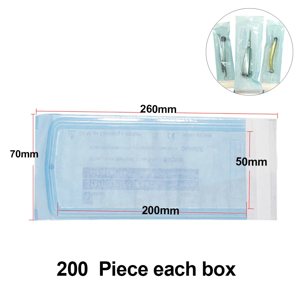 200 PCS Self Sealing Sterilization Pouch Bags for Nail Tools Grade Paper Disposable Dental Tattoo Accessories Tool Storage Bag