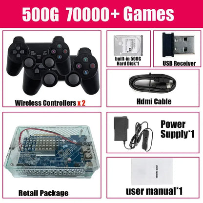 LZAKMR U9 Plug and Play Retro 3865U Game Console 500G HDD 70000+Games For Wii PS2 XBOX PSP GameCube N64 Wireless handle