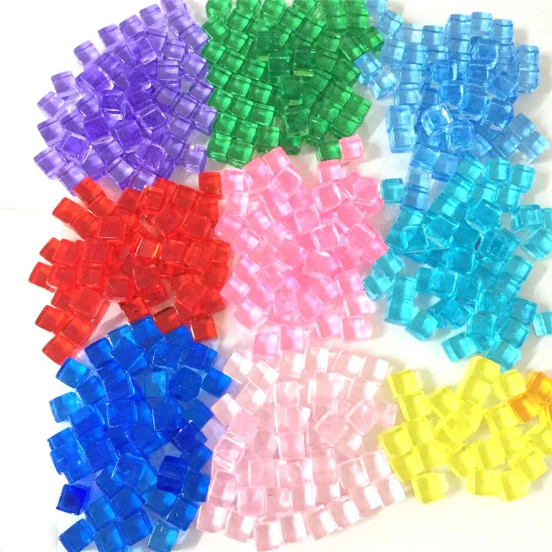 50Pcs/Set 25colors 8mm cube Clear Solid Transparent Square Colorful Crystal Dice Chess Piece Right Angle Sieve For Puzzle Game