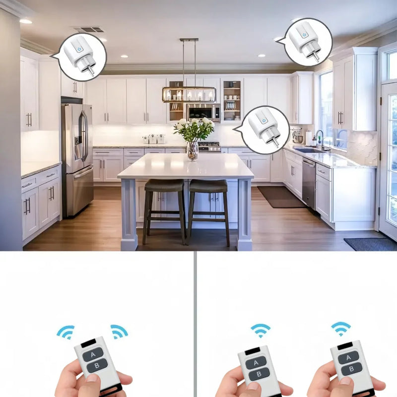 Universal Remote Control Mini Electrical Sockets 433MHZ Rf Smart Plug 220V 15A Single Sockets Switch for Home Appliance led