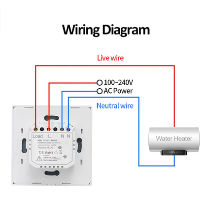 Water Heater Switches EU/UK/US/Brazil Standard 20A 40A 8000W Voice Touch Panel Timer Alexa Google Home Wifi Sensor Smart Switch