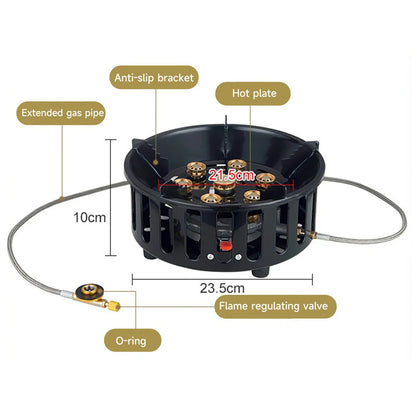 7-Core Camping Stove High-Power Strong Fire Portable Tourist Gas Burner Windproof Electronic Ignition Camping Equipment