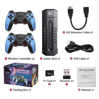 X2 4K HD Retro TV Game Console Ultra Low Latency TV Gamestick 2.4G Wireless Dual Gamepads Controller Home 3D X2 Ultra