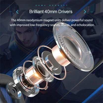 Headset Noise Canceling Stereo Headphones Over Ear Headphones With Cool LED Lighting For Cell Phone Gaming Computer Laptop