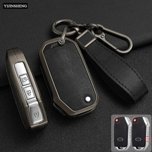 Zinc Alloy + Leather Car Key Case Cover For KIA Ceed 2023 CD Forte 2018 2019 2021 Cerato 2019 K3 Gt Seltos Sportage 2020 Sorento