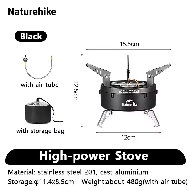 Naturehike IGT Burner Camping Outdoor Portable Gas Stove Kitchen Ultralight IGT Table Grill BBQ Cookware Three-Head Gas Burner