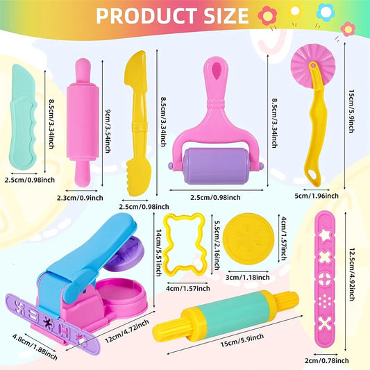 Cartoon 3D Animal Play Dough Molds DIY Creation Tools For Kids Toddlers Various Animal Molds Rolling Pins Clay Dough Accessories