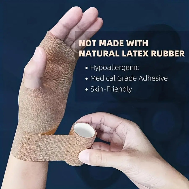 24Rolls Kindmax Self Adhesive Bandage Black, Elastic Breathable Sports Non-woven Wrap Finger Tape For Wrist Ankle First Aid