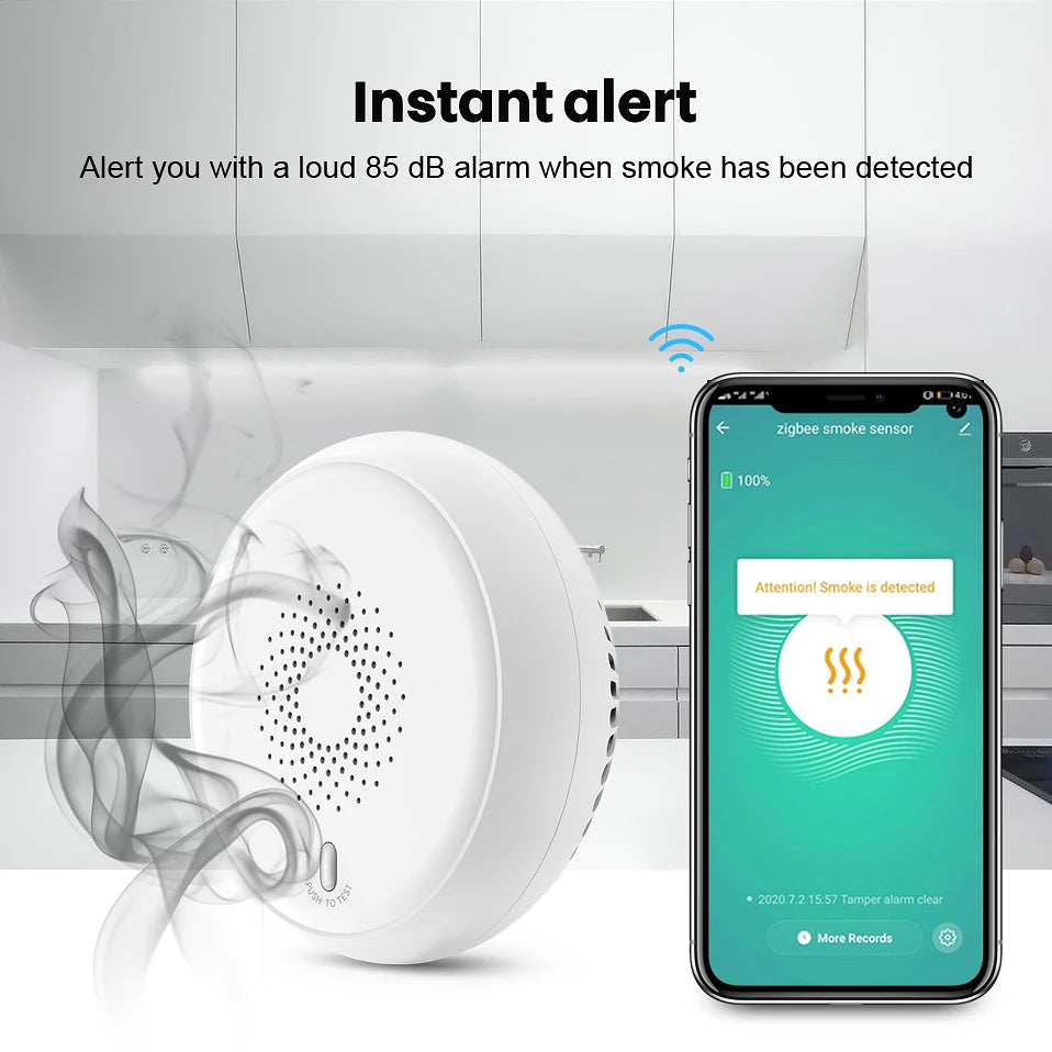 MIUCDA Tuya Zigbee WiFi Smart Smoke Detector Sensor, Home Security Smoke Alarm  For Home Security Smoke Alarm Fire Equipment
