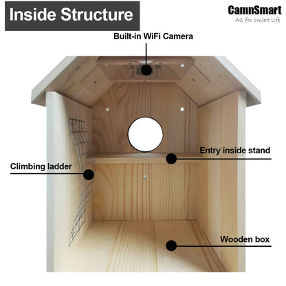 4MP Tuya Bird Houses WIFI Camera For Pet Birds Activity Remote View Watching Wild Natural Wooden Care Nest Box Day Night Vision
