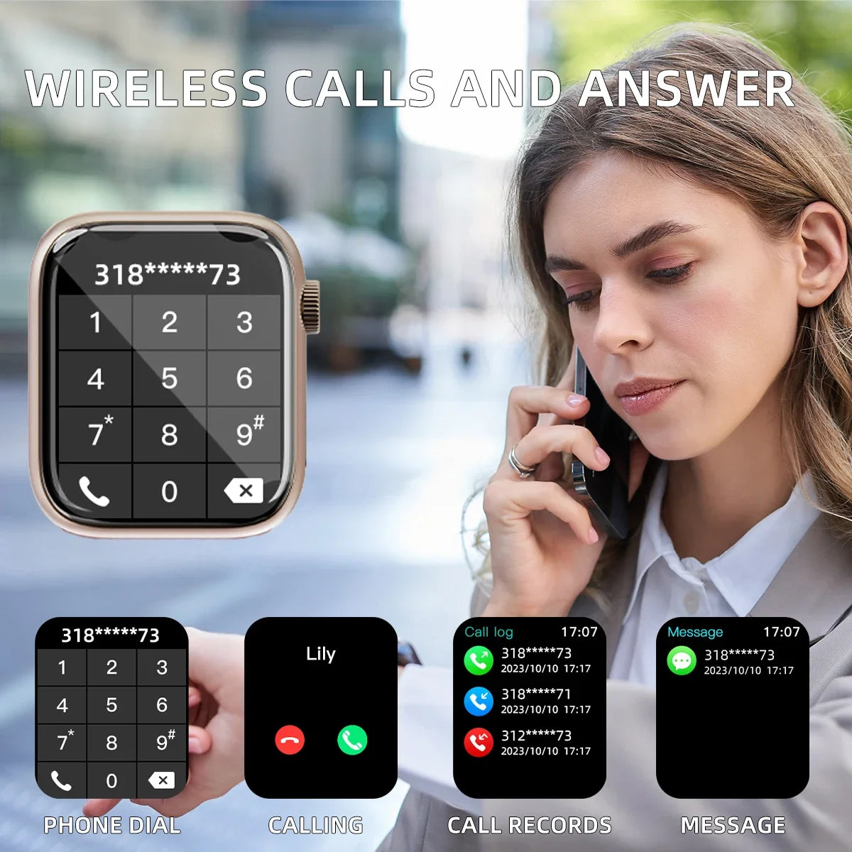 Smart Watch Answer Call Message Music Health Sport Bracelet Fitness Tracker Women Men Series 8 Smartwatch for Android IOS