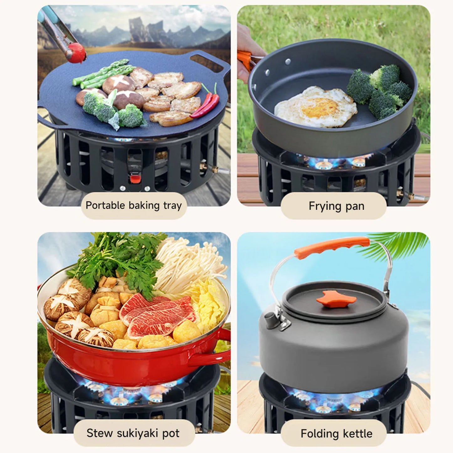 Portable Gas Burner and Electronic Ignition Gas Stove for Camping Trips with A Card Stove