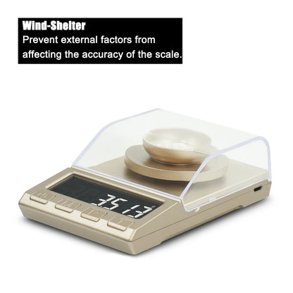 NEWACALOX 0.001g Precision Digital Scales 50g/100g/200g Balance Weight Electronic Jewelry Scale USB Powered Medicinal Weighing