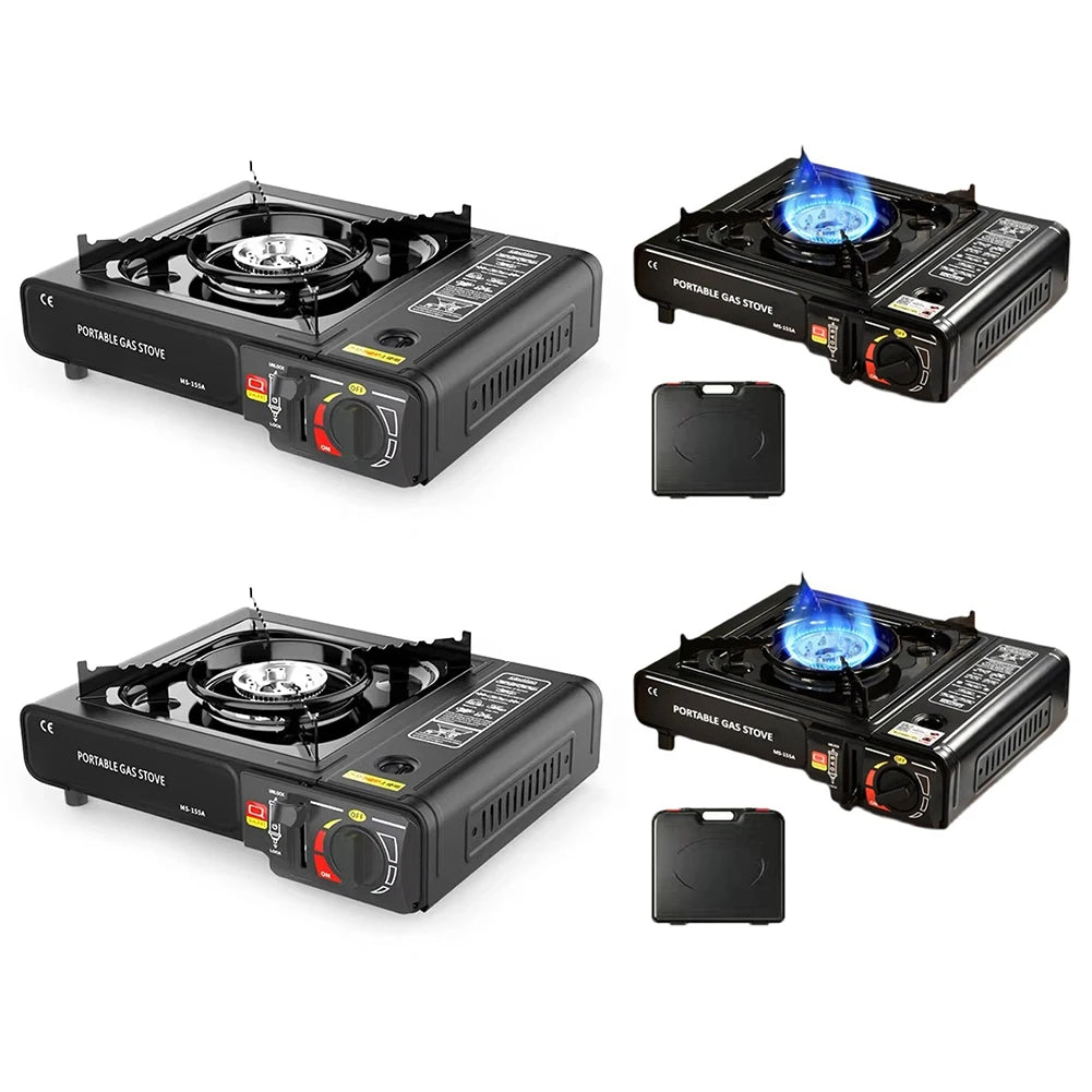 Portable Burner Stainless Steel Backpacking Stove with Carry Case Outdoor Gas Tank Stove for Outdoor Camping Hiking Cooking