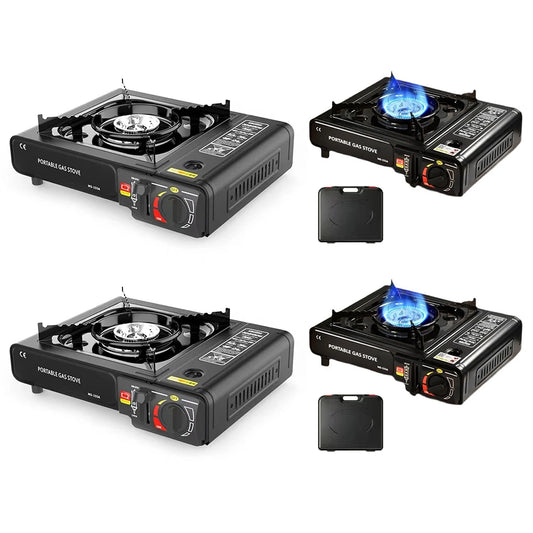 Portable Burner Stainless Steel Backpacking Stove with Carry Case Outdoor Gas Tank Stove for Outdoor Camping Hiking Cooking