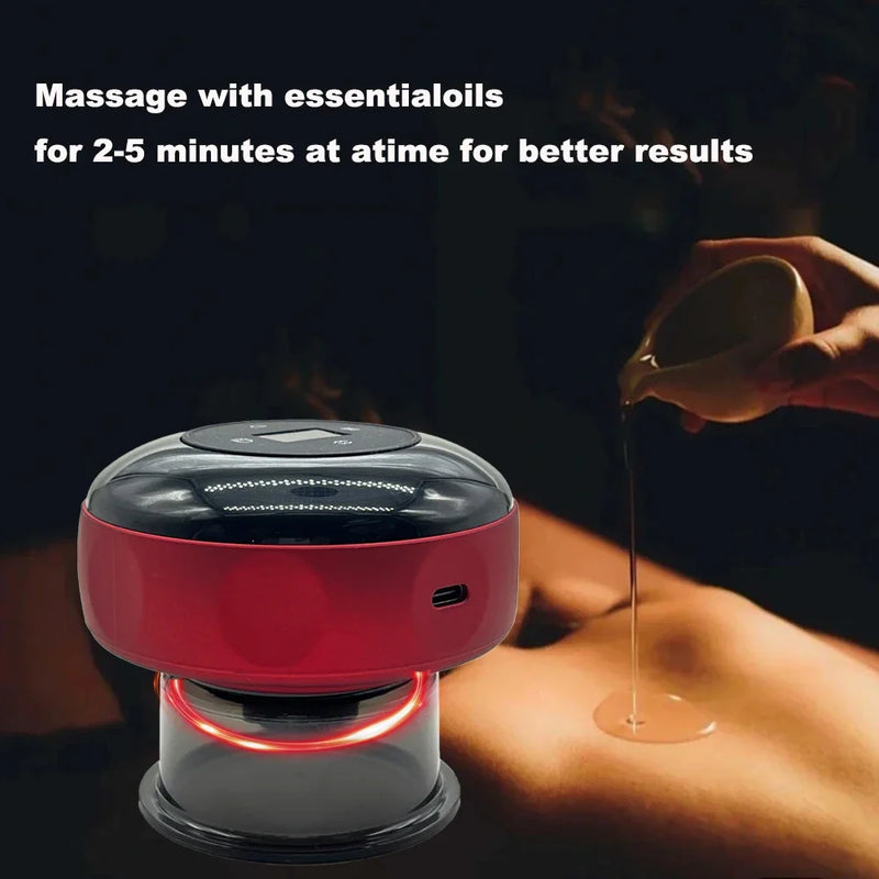 Smart Electric Vacuum Cupping Device Body Scraping Massager Heating Suction Cup Device Back Neck Arm Massger Fatigue Relief
