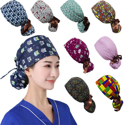 Operation Headgear Hat Nurse Cap Bandanna Printed Butterfly Hat Soft Breathable Surgical Cap Headwear Hospital Accessories