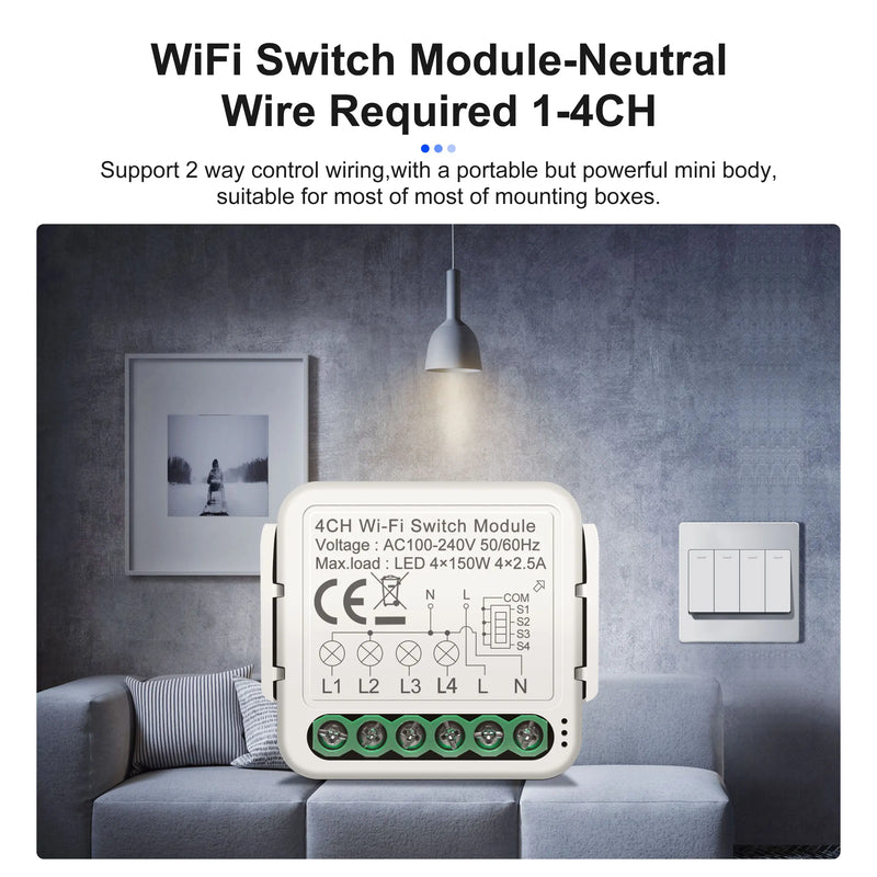 GIRIER Tuya Smart WiFi Light/Curtain/Dimmer Switch Modules Support 2 Way Control Works with Alexa Hey Google Alice No Hub Needed