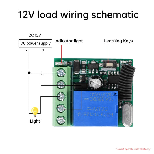 DC12V 433MHz Wireless Transmitter Receiver Module Single Relay Wireless Remote Control Switch Kit Smart Automation Module