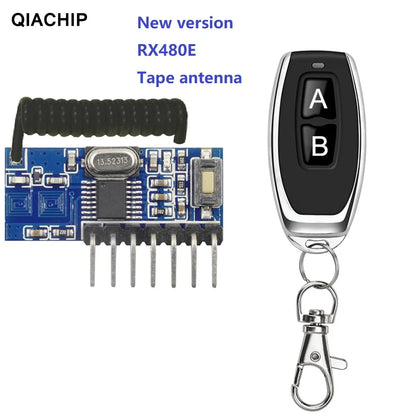 QIACHIP RF 433mhz Transmitter 4 Button Remote Control + Receiver Module Fixed EV1527 Decoding 4CH Output With Learning DIY Kit